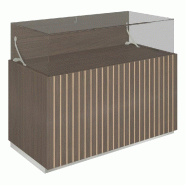 Comptoir vitrine fond bois Vertigo T03 MDF naturel et noyer foncé 120x60x93cm