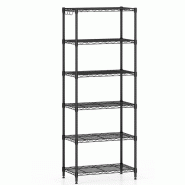 COSTWAY étagère métallique réglable multi-niveaux, lourde avec grilles en V, organisateur - noir métal VH34196PW