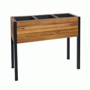 Décoshop26 - Bac à plantes jardinière fleurs avec inserts amovibles 75x81x30 cm aluminium bois d'acacia marron 04_0007216 - marron 3000262021000 Décoshop26 - Bac à plantes jardinière fleurs avec inserts amovibles 75x81x30 cm aluminium bois d'acacia marron 04_0007216 - marron 3000262021000