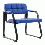 Décoshop26 - Chaise visiteur fauteuil de bureau sans roulette synthétique bleu BUR10222 - bleu 3000297472976
