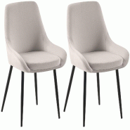 Décoshop26 - Lot de 2 chaises de salle à manger élégance confort design moderne en velours gris structure métallique noir 10_0007691 - gris méta