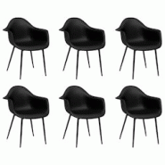 Décoshop26 - Set de 6 chaises de salle à manger dossier incurvé en PP noir et métal DEC025698 - noir 3000255394487 Décoshop26 - Set de 6 chaises de salle à manger dossier incurvé en PP noir et métal DEC025698 - noir 3000255394487