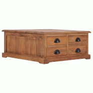 Décoshop26 - Table basse de salon avec 4 tiroirs design rustique 68 x 68 x 30 cm bois de teck solide DEC037118 - Bois massif 3000263104702