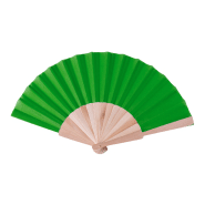 Éventail en polycoton - éléments en bois - couleur verte - poids 41g Éventail en polycoton - éléments en bois - couleur verte - poids 41g