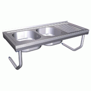 FRICOSMOS Evier suspendu avec boutons, 2 cuves à gauche et égouttoir. - inox FRECOL005I