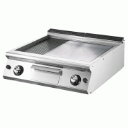 Fry-top gaz, top, 1/3 rainurée et 2/3 plaque lisse chromée 800x730x250 mm - VIRTUS - 4068875005168