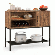 Helloshop26 - Buffet latéral meuble de bar à café 100 x 35 x 83 cm avec racks à vin et étagères de rangement style industriel en mdf 20_0010816