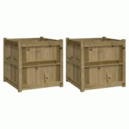 Helloshop26 - Jardinière bac lit surélevé plantes fleurs jardin terrasses lot de 2 bois de pin imprégné marron 02_0039027 - 3000217996698 Helloshop26 - Jardinière bac lit surélevé plantes fleurs jardin terrasses lot de 2 bois de pin imprégné marron 02_0039027 - 3000217996698