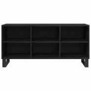 Helloshop26 - Meuble TV moderne avec rangement 103,5 x 30 x 50 cm finition épurée en bois d'ingénierie chêne noir 02_0052759 - noir métal 3000237
