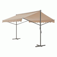 Helloshop26 - Store banne autoportant à double pente 400 x 300 x 260 cm sable 03_0008295 - aluminium 3001924882724