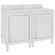 Helloshop26 - Table de travail commerciale avec armoire 120 x 60 x 96 cm acier inoxydable  02_0001900 - inox 3000089871536