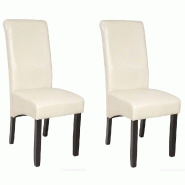 LOT DE 2 CHAISES DE SALLE À MANGER SALON CUISINE CRÈME 08_0000454 LOT DE 2 CHAISES DE SALLE À MANGER SALON CUISINE CRÈME 08_0000454