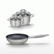 Lot Poêle 28cm & 2 Faitouts 12/16cm Elo Profi Therm Platinum - gris inox 3176239989137