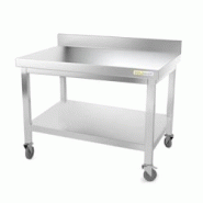 Table de travail en inox soubassement 1000 x 700 mm adossée sur roulettes PREMIUM / GOLDINOX - inox 3701770807772 Table de travail en inox soubassement 1000 x 700 mm adossée sur roulettes PREMIUM / GOLDINOX - inox 3701770807772