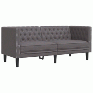 VidaXL Canapé à 2 places Chesterfield gris similicuir Modèle Mervelis - 372662