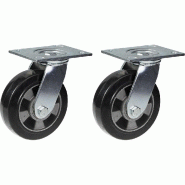 152mm 6" roulette caoutchouc noir pivotante capacité 660kg, set de 2 152mm 6" roulette caoutchouc noir pivotante capacité 660kg, set de 2