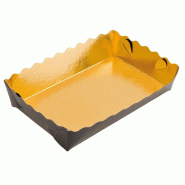 Barquette petits fours carton or et noir 13x9x3,5cm - par 250