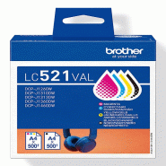 BROTHER Set d'encres C/M/Y/BK DCPJ1260/1360/1460 env. 500 p. Par cartouche - LC521VAL