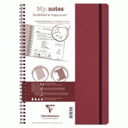Clairefontaine Lot de 5 Cahier Age Bag My.Notes A4, 120p./60 feuilles marge détachable 90 g/m² reliure intégrale, couv. Coloris rouge, ligné - 332