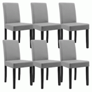 Décoshop26 - 6 chaises rembourrées en cuir synthétique gris clair avec pieds en bois massif 03_0000279 - gris 3000039099782 Décoshop26 - 6 chaises rembourrées en cuir synthétique gris clair avec pieds en bois massif 03_0000279 - gris 3000039099782