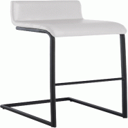 Décoshop26 - Tabouret de bar x1 design minimaliste assise en PVC blanc piètement en U métal noir repose-pieds 10_0006093 - blanc métal 3000265385413