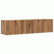 Helloshop26 - Meuble TV mural chêne artisanal 120 x 30 x 30 cm grand espace de rangement style moderne en bois chêne artisanal 02_0050714 - Bois mas