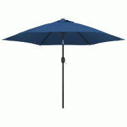 Helloshop26 - Parasol d'extérieur avec led et mât en acier 300 cm bleu 02_0008174 - bleu métal 3000437282724