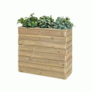 HORTALIA Jardinière en bois avec réserve d’eau Nidum Basic 86 x 34 x 80 cm – Intérieur et extérieur - marron Bois massif N838
