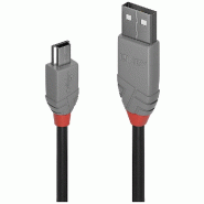 LINDY Câble USB USB 2.0 USB-A Mâle, USB-Mini-B Mâle 0,50 m Noir, Gris 36721 - 4002888367219