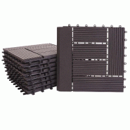 Mendler Dalle de sol WPC Rhône + finition, aspect bois pour balcon/terrasse, 11x 30x30cm = 1m² Premium ~ anthracite décalé - noir Bois massif 77632