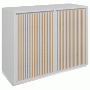 Meuble Vertigo T01 4 tiroirs à l'anglaise MDF naturel et blanc 120x47x93cm