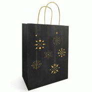 Sac kraft Snow noir et or 23+12x30cm - par 50