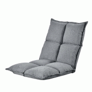 SIÈGE DE SOL REMBOURRÉ AVEC DOSSIER RÉGLABLE CHAISE ASSISE COUSSIN LIT 100% POLYESTER ÉPONGE MÉTAL 110 CM GRIS CLAIR 03_0003759 SIÈGE DE SOL REMBOURRÉ AVEC DOSSIER RÉGLABLE CHAISE ASSISE COUSSIN LIT 100% POLYESTER ÉPONGE MÉTAL 110 CM GRIS CLAIR 03_0003759