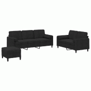 VidaXL Ensemble de canapés 3 pcs avec coussins noir velours Modèle Orion Salle à manger - 3202049