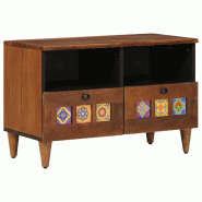 VidaXL Table basse Marron 80 x 54 x 40 cm Bois de mangue massif Modèle Sirius Atelier - 4018237