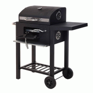 WellHome - Barbecue au charbon de couleur noire avec double grille et table d'appoint 96cm - noir métal WH14648
