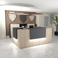 Banque d'accueil d'angle Delta avec 2 réhausses - 224, Gauche, Acacia clair, Oui, Anthracite_0