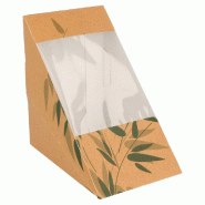 Boîte 3 sandwiches triangulaire à fenêtre Feel Green 12,4x12,4x8,3cm - par 100