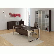 Bureau droit X7 avec piètements chromés - Officity. - 220, Wenge_0