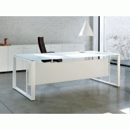 Bureau de direction Velvet avec plateau en verre et voile de fond Bureau de direction Velvet avec plateau en verre et voile de fond