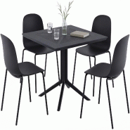 CLP Ensemble de jardin Zeron avec 4 chaises Métal HBT: 85x186x182 cm Noir - noir métal 328135