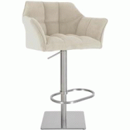 CLP Tabouret de bar Damaso Cord Crème/Acier inoxydable - beige textile 326328 CLP Tabouret de bar Damaso Cord Crème/Acier inoxydable - beige textile 326328