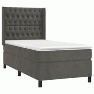 Décoshop26 - Cadre de lit LED avec sommier, tête de lit réglable et matelas 80x200cm en tissu velours gris foncé - TDL0208277 Décoshop26 - Cadre de lit LED avec sommier, tête de lit réglable et matelas 80x200cm en tissu velours gris foncé - TDL0208277
