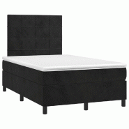 Décoshop26 - Cadre de lit LED avec sommier tête de lit matelas 120 x 200 cm tissu velours noir TDL0209274 - noir 3001703882723