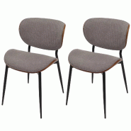 Décoshop26 - Lot de 2 chaises de salle à manger design en bois courbé et tissu gris clair finition noyer 04_0009506 - gris Bois massif 3000267515061
