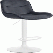 Décoshop26 - Tabouret de bar x1 pivotant forme ergonomique surpiqûres décoratives en velours noir cadre en métal blanc 10_0005971 - blanc métal 3