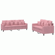 Ensemble de canapés 2 pcs avec coussins Rose Velours Modèle Sirius Élégance - 8721012066908