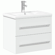 Helloshop26 - Armoire de lavabo salle de bain murale 60 x 38,5 x 48 cm avec espace de rangement pratique style moderne en bois blanc 02_0055538 - blan