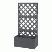 Helloshop26 - Jardinière bac à plante fleur avec treillis 135 x 65 x 30 cm bois composite gris 03_0009497 - 3000224727681