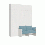 Itamoby Lit double escamotable français Kentaro 140 cm avec canapĂ© et meubles en frĂȘne blanc, bleu clair - blanc 8050598059647 Itamoby Lit double escamotable français Kentaro 140 cm avec canapĂ© et meubles en frĂȘne blanc, bleu clair - blanc 8050598059647
